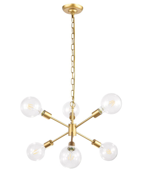 Elegant Lighting Nolan 6 light in Brass pendant Model: LD5034D16BR