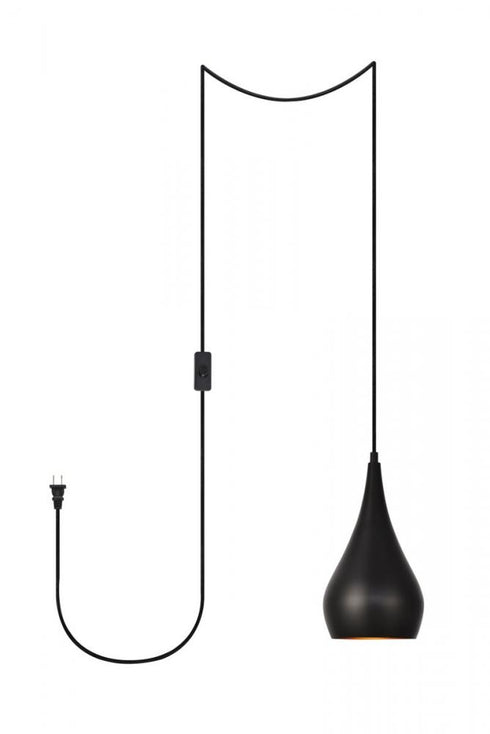 Elegant Lighting Nora 1 Light in Black plug in pendant Model: LDPG2001