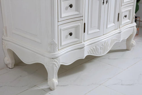 Elegant Lighting Oakland 42 Inch Single Bathroom Vanity in Antique White with Ivory White Engineered Marble Model: VF38842AW-VW