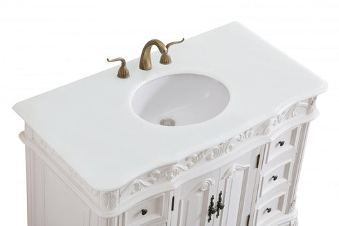 Elegant Lighting Oakland 42 Inch Single Bathroom Vanity in Antique White with Ivory White Engineered Marble Model: VF38842AW-VW