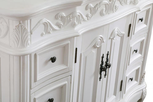 Elegant Lighting Oakland 42 Inch Single Bathroom Vanity in Antique White with Ivory White Engineered Marble Model: VF38842AW-VW