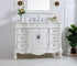 Elegant Lighting Oakland 48 Inch Single Bathroom Vanity in Antique White with Ivory White Engineered Marble Model: VF38848AW-VW