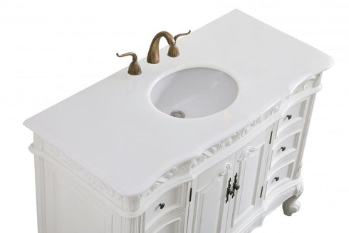 Elegant Lighting Oakland 48 Inch Single Bathroom Vanity in Antique White with Ivory White Engineered Marble Model: VF38848AW-VW