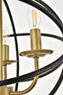 Elegant Lighting Octavia 3 light in Brass and Dark Brown Pendant Model: LD4006D14BRD