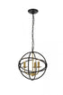 Elegant Lighting Octavia 3 light in Brass and Dark Brown Pendant Model: LD4006D14BRD