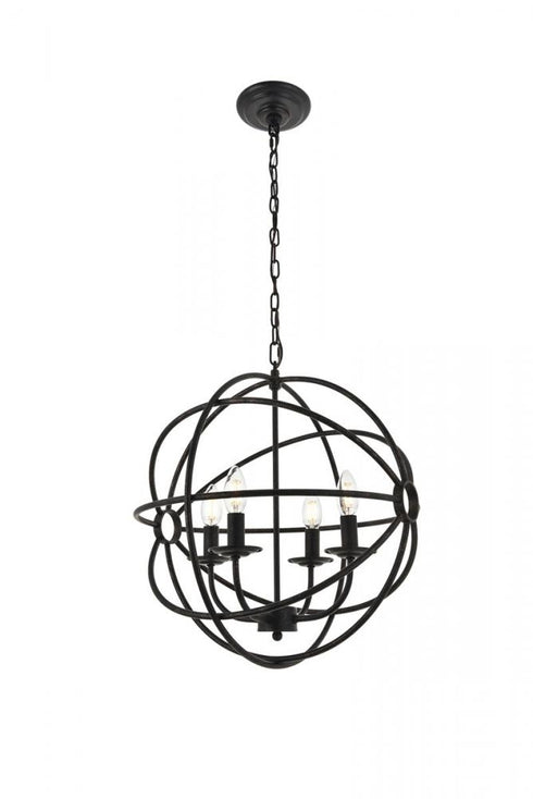 Elegant Lighting Octavia 4 light in Brass and Dark Brown Pendant Model: LD4006D18BRD