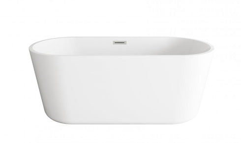 Elegant Lighting Odette 59 inch Soaking Bathtub in Glossy White with Brushed Gold Trim Model: BT10659GW-BGD