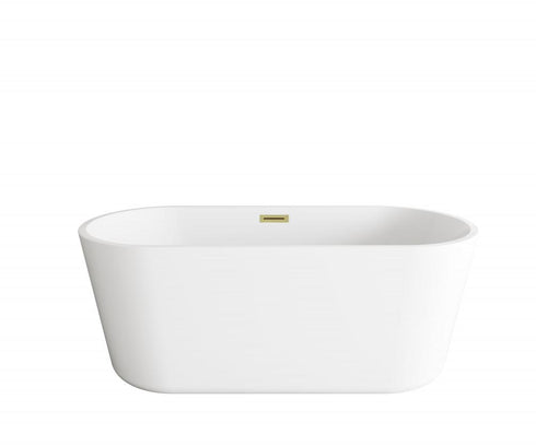 Elegant Lighting Odette 59 inch Soaking Bathtub in Glossy White with Brushed Gold Trim Model: BT10659GW-BGD