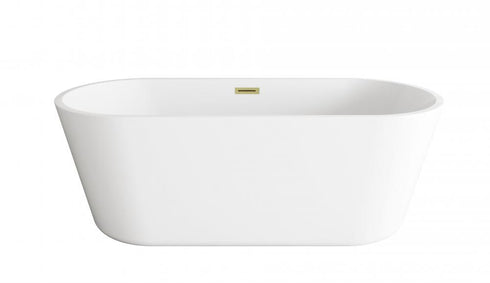 Elegant Lighting Odette 65 inch Soaking Bathtub in Glossy White with Brushed Gold Trim Model: BT10665GW-BGD