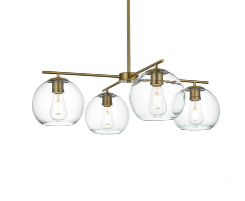 Elegant Lighting Opus 30.5 inch Pendant Clear Shade in Satin Gold in Satin Gold and Clear Finish Model: LD2331SG