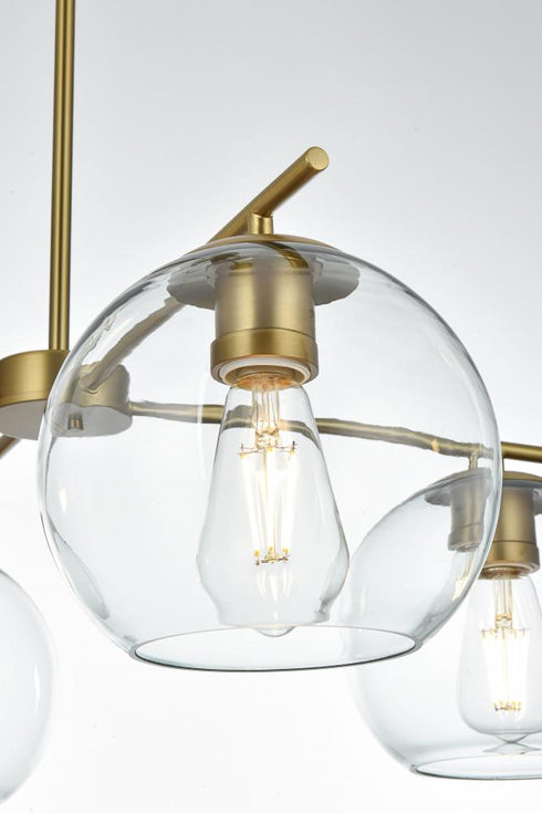 Elegant Lighting Opus 30.5 inch Pendant Clear Shade in Satin Gold in Satin Gold and Clear Finish Model: LD2331SG