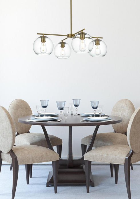 Elegant Lighting Opus 30.5 inch Pendant Clear Shade in Satin Gold in Satin Gold and Clear Finish Model: LD2331SG