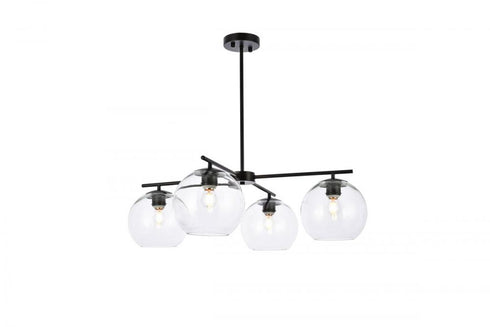 Elegant Lighting Opus 4 lights black pendant in Black and Clear Finish Model: LD2331BK