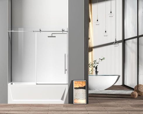 Elegant Lighting Orlando Frameless Tub Door 60x60 in Brushed Gold Model: TD111-6060BGD
