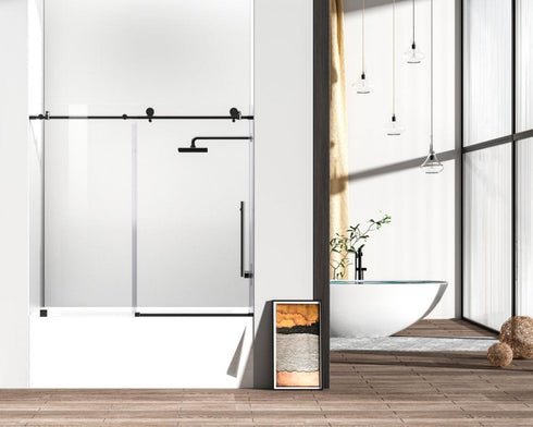 Elegant Lighting Orlando Frameless Tub Door 60x60 in Brushed Gold Model: TD111-6060BGD