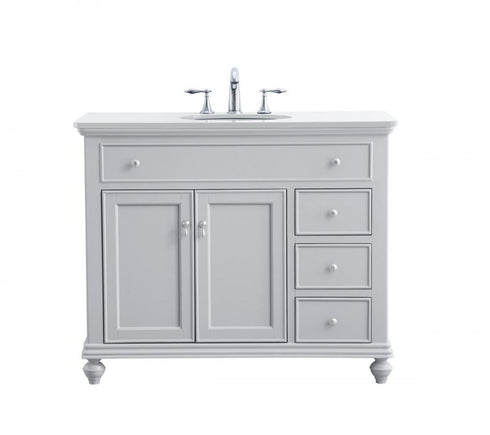 Elegant Lighting Otto 42 Inch Single Bathroom Vanity in Antique White with Ivory White Engineered Marble Model: VF12342AW-VW