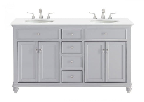 Elegant Lighting Otto 60 Inch Double Bathroom Vanity in Antique White with Ivory White Engineered Marble Model: VF12360DAW-VW