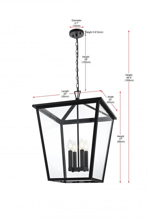 Elegant Lighting Oxford 7 inch Outdoor Pendant in Black Model: OD334H27BK