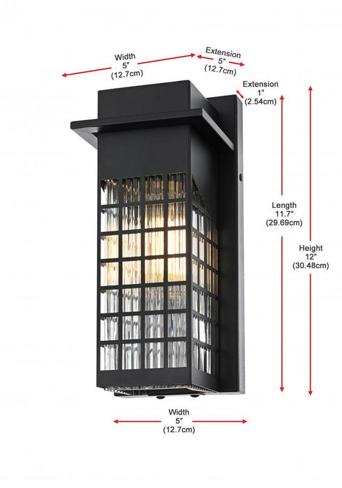 Elegant Lighting Palmer 7 inch Outdoor Pendant in Black Model: OD360W12BK