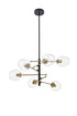 Elegant Lighting Paragon 6 light Matte Black and Brass Pendant in Matte Black and Brass and Clear Finish Model: LD5053D32BRB