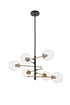 Elegant Lighting Paragon 6 light Matte Black and Brass Pendant in Matte Black and Brass and Clear Finish Model: LD5053D32BRB