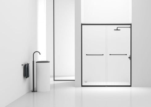 Elegant Lighting Parker Semi Frameless Shower Door 60 X 72 Inch in Brushed Nickel Model: SD208-6072BNK