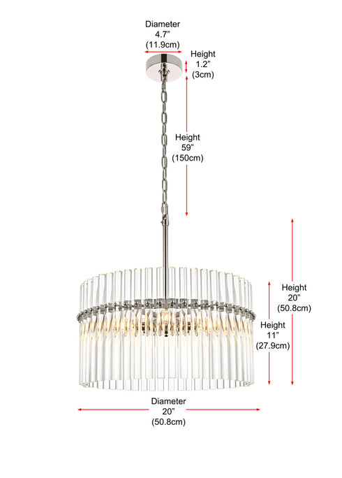 Elegant Lighting Paulina 4 Light Pendant D20 Inch x H20 Inch L4 Polished nickel Model: LD925D20PN