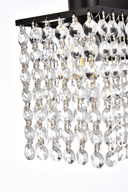 Elegant Lighting Phineas 1 light bath sconce in black with clear crystals in Black and Clear Finish Model: LD7006BK
