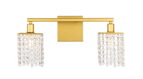 Elegant Lighting Phineas 2 light in Brass and Clear Crystals wall sconce Model: LD7008BR
