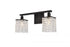 Elegant Lighting Phineas 2 lights bath sconce in black with clear crystals in Black and Clear Finish Model: LD7008BK
