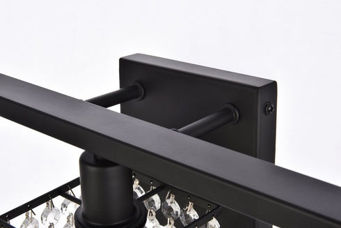 Elegant Lighting Phineas 3 lights bath sconce in black with clear crystals in Black and Clear Finish Model: LD7010BK