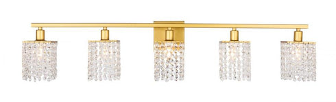 Elegant Lighting Phineas 5 light in Brass and Clear Crystals wall sconce Model: LD7014BR