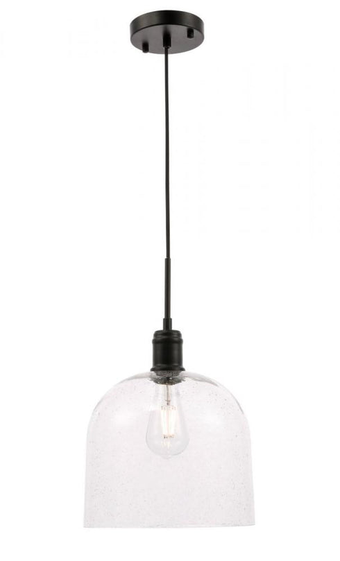Elegant Lighting Pierce 1 light in Black and Clear seeded glass pendant Model: LD6201BK