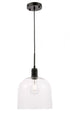 Elegant Lighting Pierce 1 light in Black and Clear seeded glass pendant Model: LD6201BK