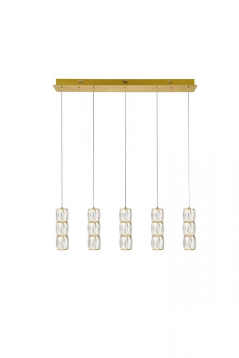 Elegant Lighting Polaris LED light gold Pendant Clear Royal Cut Crystal Model: 3500D5G