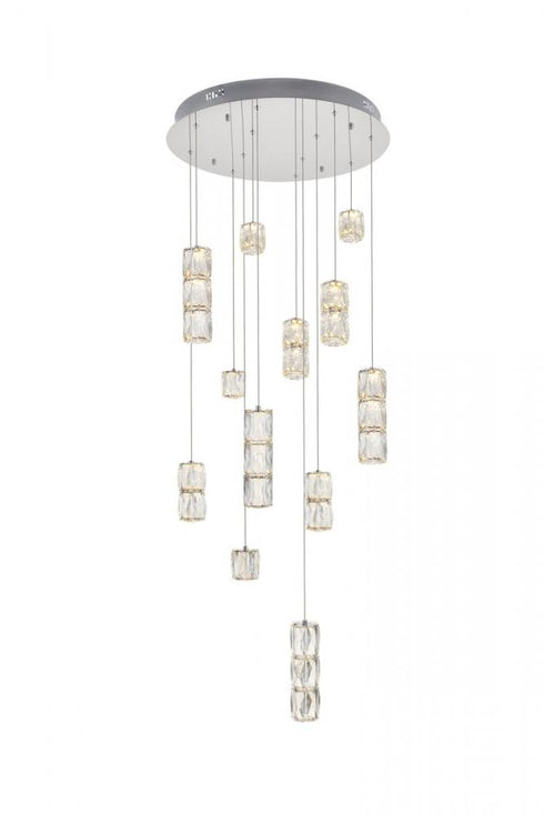 Elegant Lighting Polaris LED light in Chrome Pendant Clear Crystal Model: 3500D24C