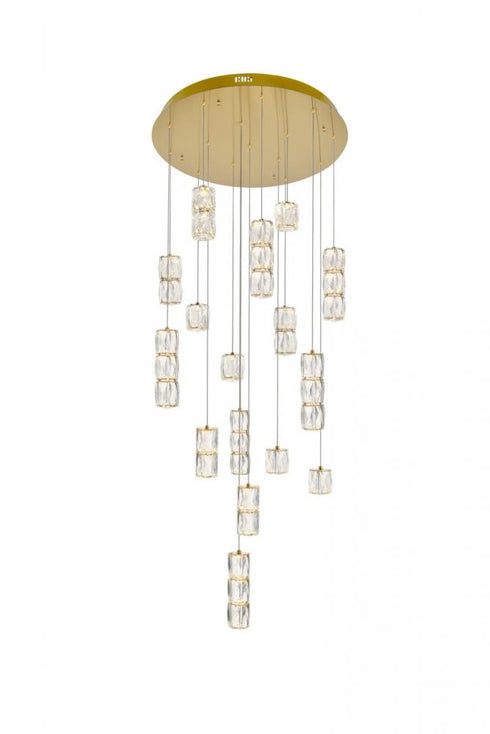 Elegant Lighting Polaris LED light in Chrome Pendant Clear Crystal Model: 3500D28C