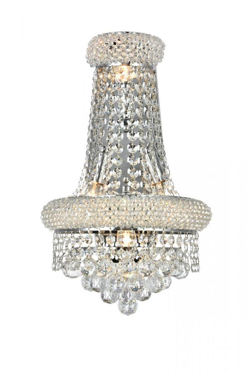 Elegant Lighting Primo 4 light in Chrome Wall Sconce Clear Royal Cut Crystal Model: V1800W12SC/RC