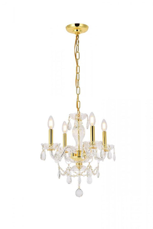 Elegant Lighting Princeton 4 light in Chrome Pendant Clear Royal Cut Crystal Model: V7834D17C/RC