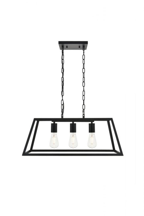 Elegant Lighting Resolute 3 light black Pendant Model: LD4061D25BK