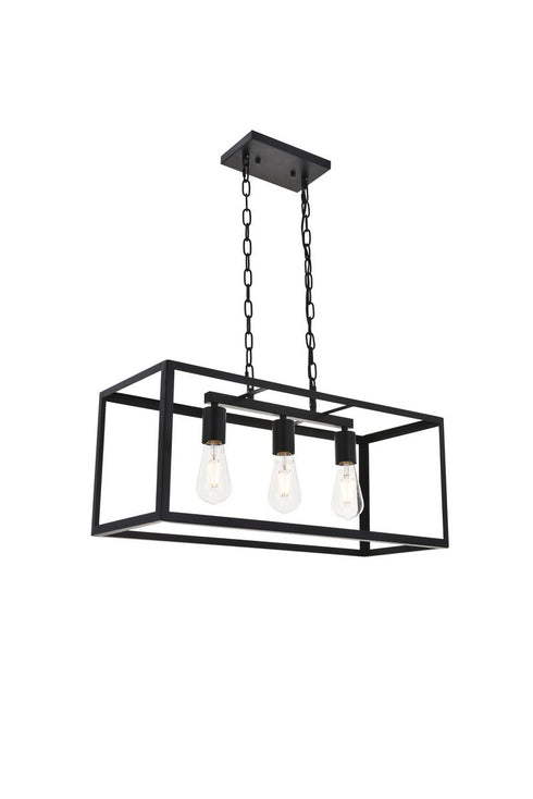 Elegant Lighting Resolute 3 light black Pendant Model: LD4063D25BK