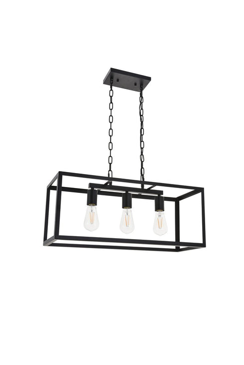 Elegant Lighting Resolute 3 light black Pendant Model: LD4063D25BK