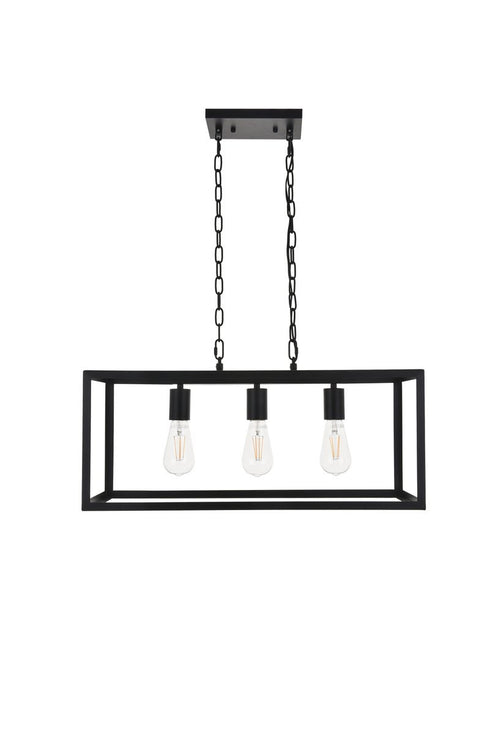 Elegant Lighting Resolute 3 light black Pendant Model: LD4063D25BK