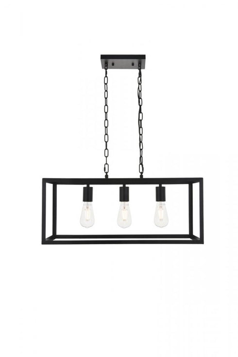 Elegant Lighting Resolute 3 light black Pendant Model: LD4063D25BK