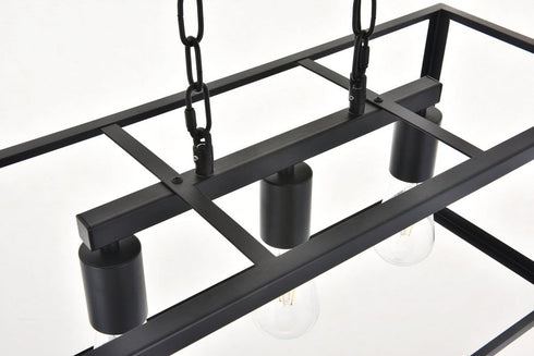 Elegant Lighting Resolute 3 light black Pendant Model: LD4063D25BK