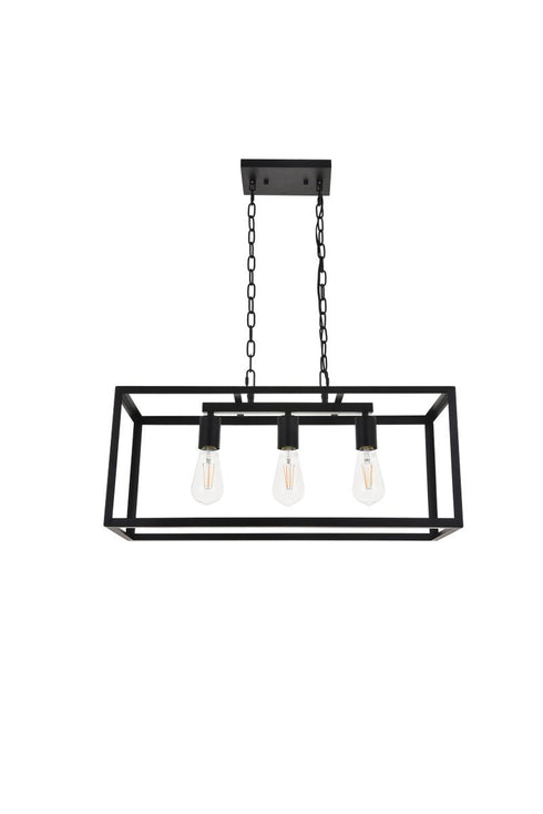 Elegant Lighting Resolute 3 light black Pendant Model: LD4063D25BK