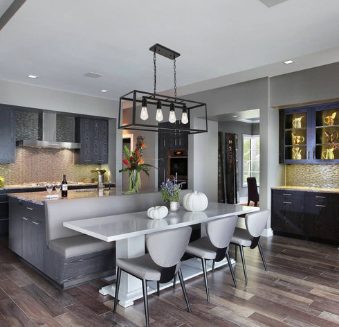 Elegant Lighting Resolute 4 light black Pendant Model: LD4063D32BK