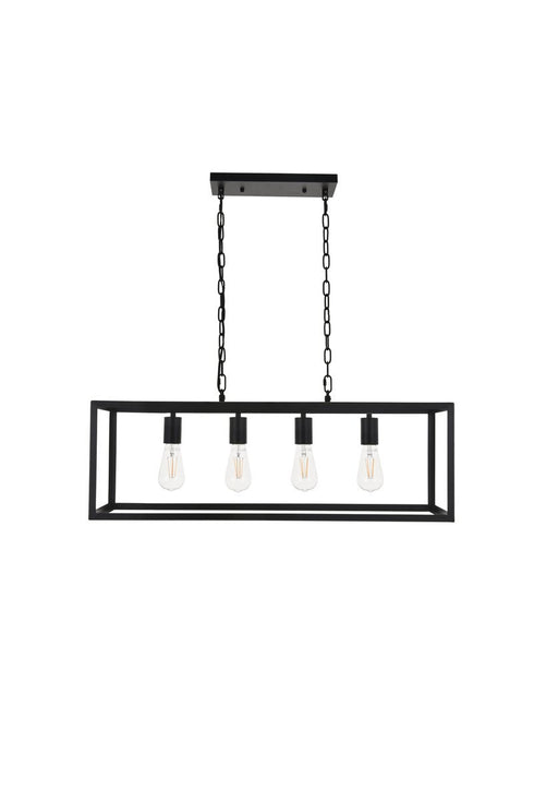 Elegant Lighting Resolute 4 light black Pendant Model: LD4063D32BK