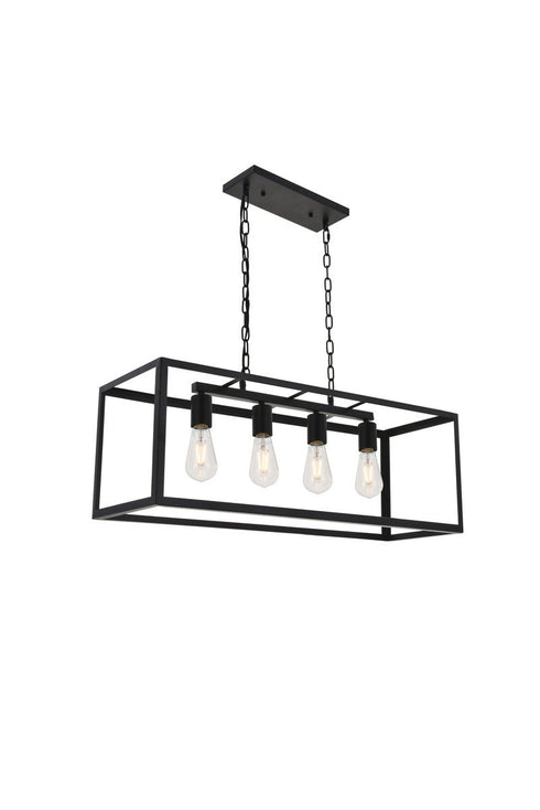 Elegant Lighting Resolute 4 light black Pendant Model: LD4063D32BK