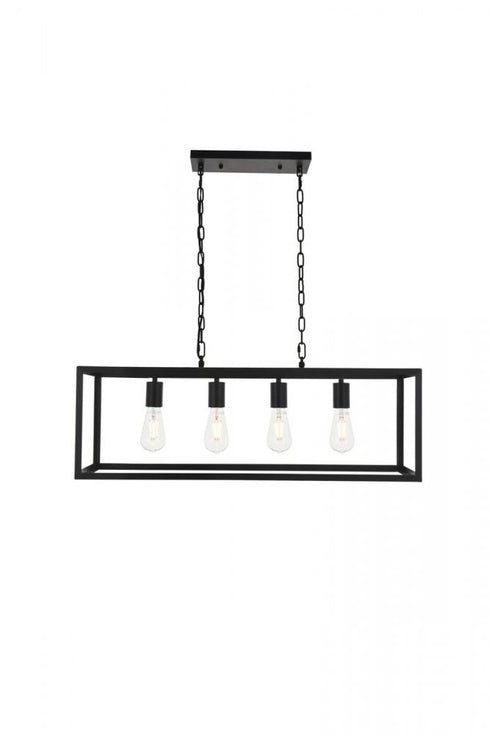 Elegant Lighting Resolute 4 light black Pendant Model: LD4063D32BK